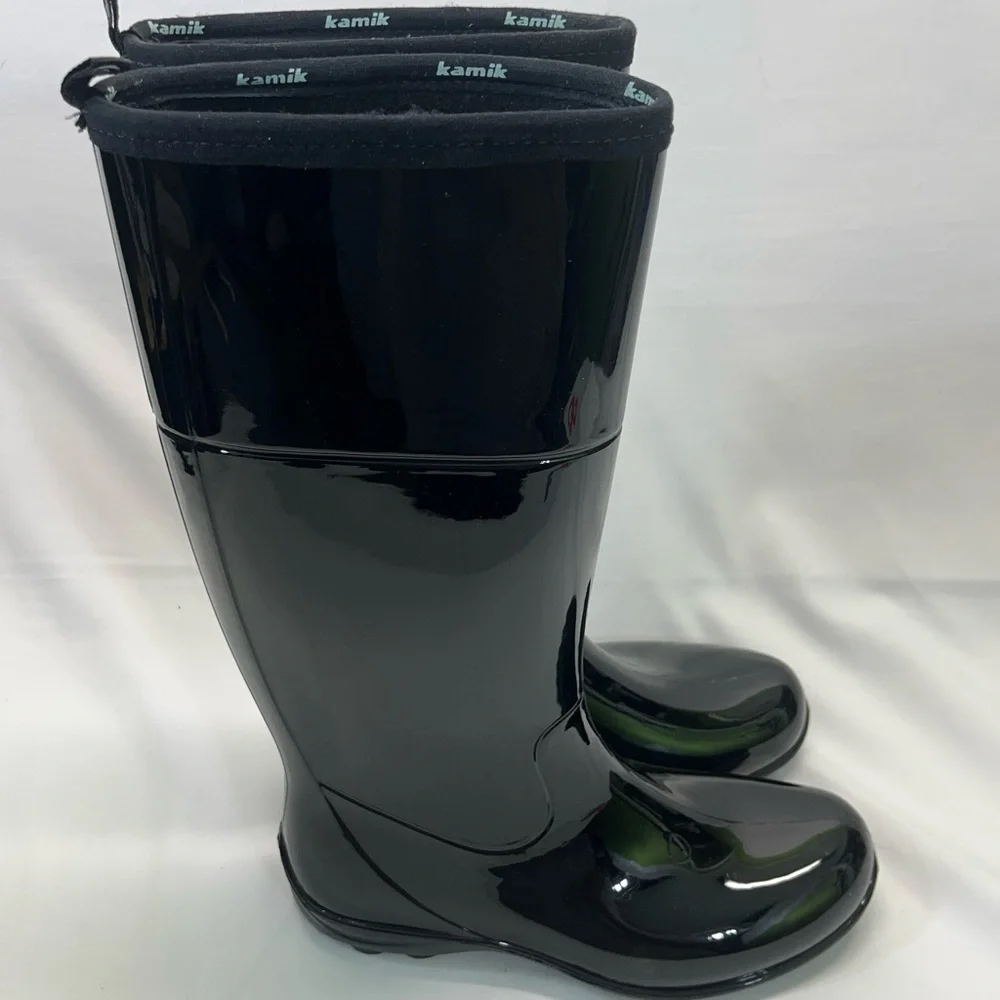 Kamik Rain Boots glossy  Women’s SZ 8 Black like new